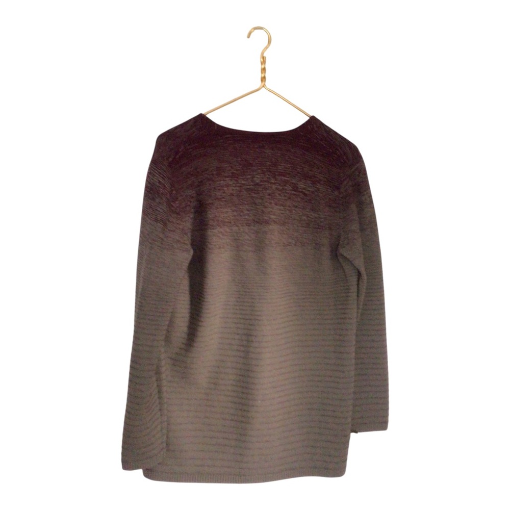 Lafayette 148 Wool Cardigan Sweater Medium Ombre Burgundy Tan Sweater Career M - Picture 2 of 6